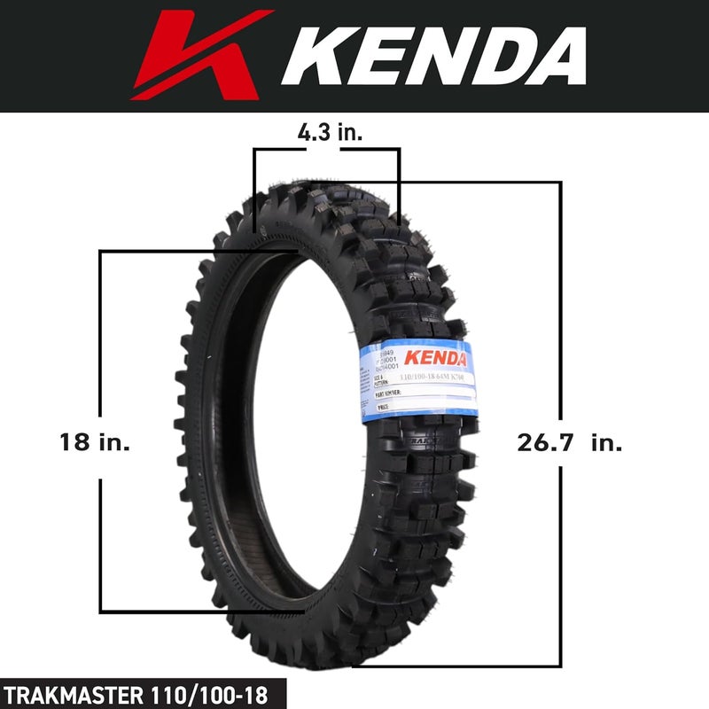 KENDA إطار خلفي Trakmaster K760 110/100-18 للدراجات النارية، دراجات التراب، والدراجات المدينة - أداء متين على الطرق الوعرة والشارع مع سلسلة مفاتيح 110x100x18 - Image 2